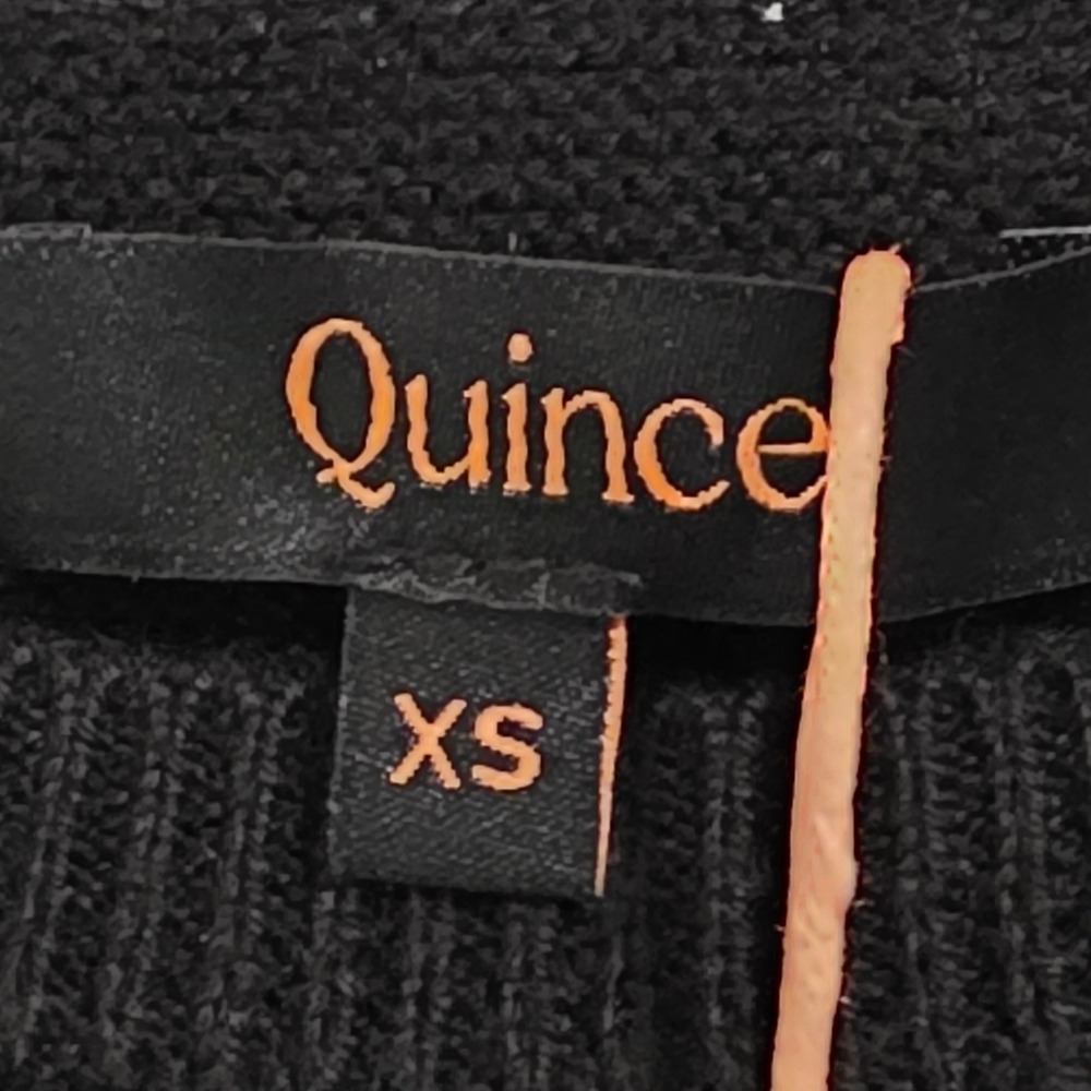 Quince Lightweight Cotton Cashmere Link Stitch Dolman Sweater Women XS Black New - Picture 2 of 5